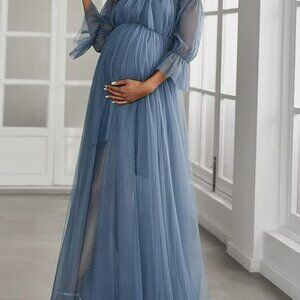Ever Pretty | Dresses | Nwt Offshoulder Tulle Maternity Blue Baby Shower  Dress Size Small | Poshmark